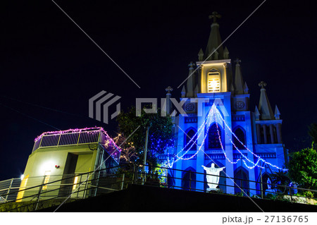 馬込教会の夜景　クリスマスイルミネーション　長崎の教会群　潜伏キリシタン 27136765