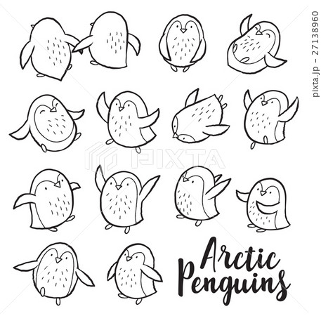 Vector outline set with arctic penguins 27138960