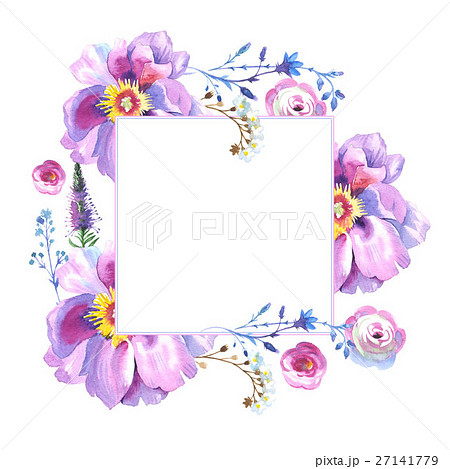 Wildflower rose flower frame in a watercolor style 27141779