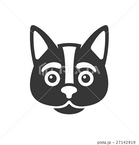 Black Cat Face Icon on White Background. Vector 27142919
