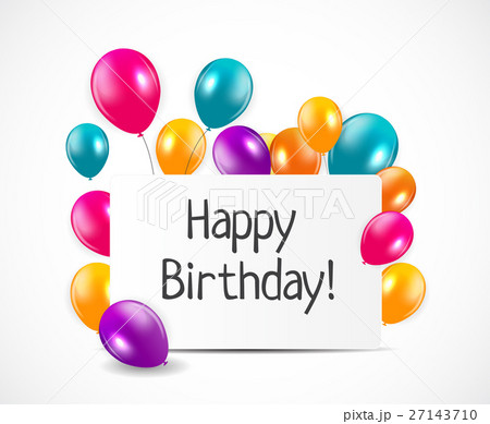 Glossy Happy Birthday Balloons Background Vector 27143710
