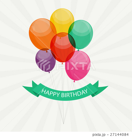 Glossy Happy Birthday Balloons Background Vector Glossy Happy Birthday Balloons Background Vector 27144084