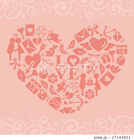 ハート型のフラットアイコン 27144851