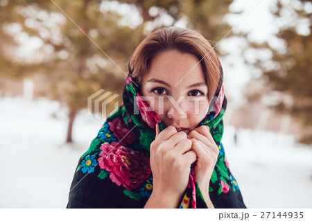 Russian beauty woman with red hair and freckles in Russian beauty woman with red hair and freckles in 27144935