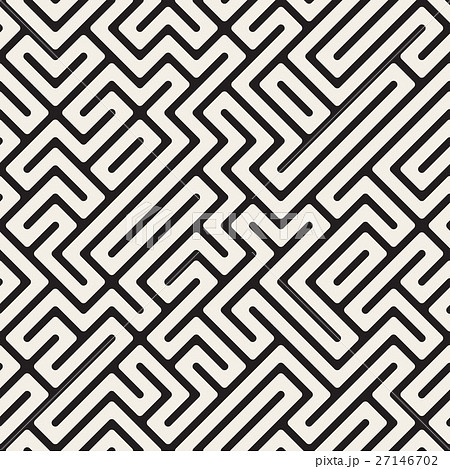 Irregular Maze Lines. Vector Seamless Black and Irregular Maze Lines. Vector Seamless Black and 27146702