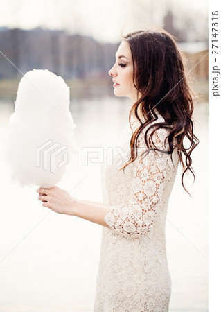 Sensual Woman with Candy Floss. Brunette Model Sensual Woman with Candy Floss. Brunette Model 27147318
