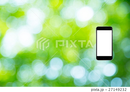 はめこみ スマホ新緑イメージ 合成用背景素材 緑の背景 植物 春 初夏 