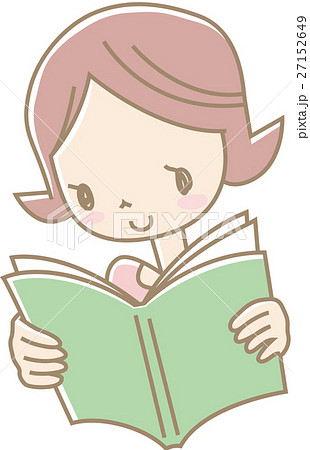 本を読む若い女性 ピンク のイラスト素材