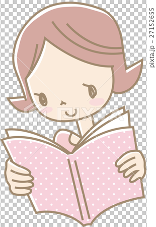 一個年輕的女人讀一本書（點粉紅色） 27152655