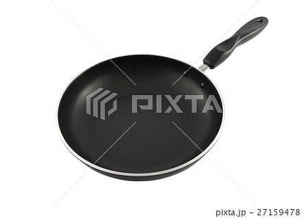 Black pan see from dish on white background. Black pan see from dish on white background. 27159478