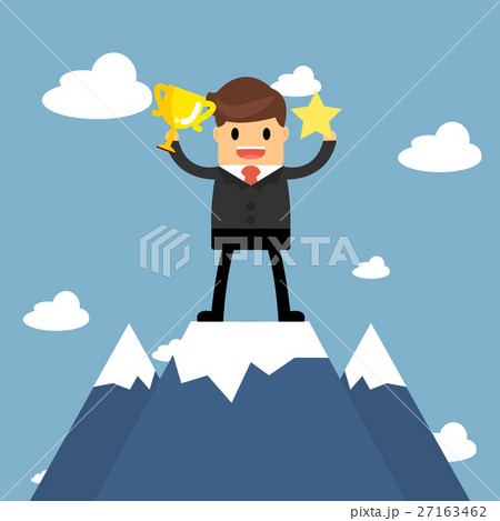 Businessmen go to the top of mountain.  27163462