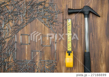 house repair, house shape hammer tape measure 27166699