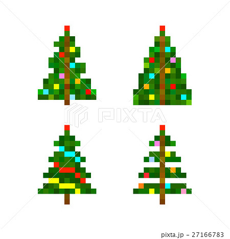 Vector set Pixel art Christmas tree. Flat design 27166783