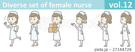 ナース帽をかぶった白衣の看護師のイラストvol 12のイラスト素材
