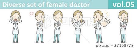 白衣を着た若い女性医師のイラストvol.05 27168778