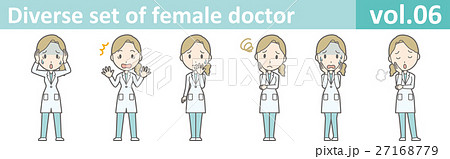 白衣を着た若い女性医師のイラストvol.06 27168779
