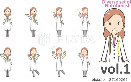 白衣を着た栄養士の女性vol.1(様々な表情やポーズをセット) 27169265