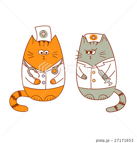 Cartoon Medical Team Funny Catsのイラスト素材