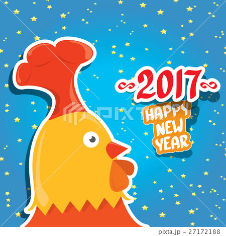 vector new year 2017 with cartoon funny rooster vector new year 2017 with cartoon funny rooster 27172188