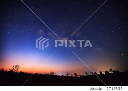 Beautiful milky way and silhouette of tree Beautiful milky way and silhouette of tree 27173524