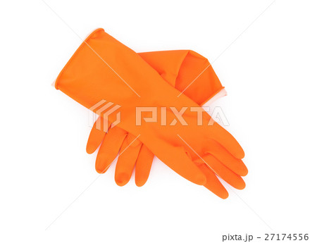 Orange color rubber gloves for cleaning Orange color rubber gloves for cleaning 27174556