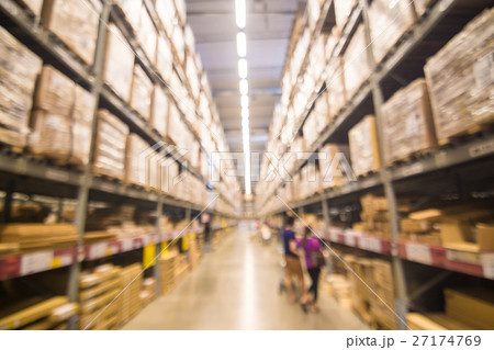 Box blurred warehouse department at hardware store Box blurred warehouse department at hardware store 27174769