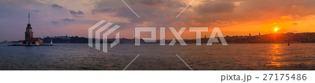 Maiden's Tower in Istanbul,panorama of a sunset. Maiden's Tower in Istanbul,panorama of a sunset. 27175486