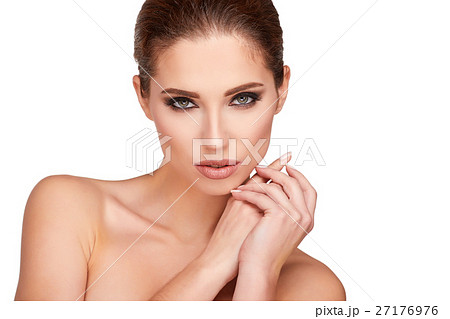 Woman beauty face portrait isolated on white with healthy skin 27176976