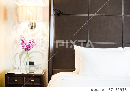 White pillow on bed White pillow on bed 27185953