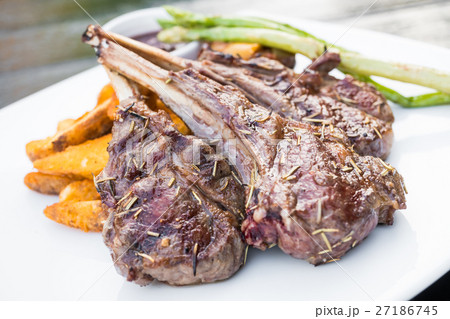 Grilled lamb chop steak 27186745