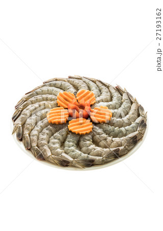 Raw prawn and shrimp in plate Raw prawn and shrimp in plate 27193162
