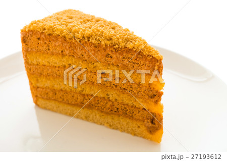 Thai tea cake in white plate Thai tea cake in white plate 27193612