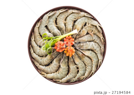 Raw prawn and shrimp in plate Raw prawn and shrimp in plate 27194584