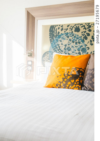 Beautiful pillow on bed Beautiful pillow on bed 27195679