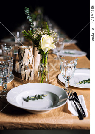 Decorated table ready for dinner. Beautifully Decorated table ready for dinner. Beautifully 27197186