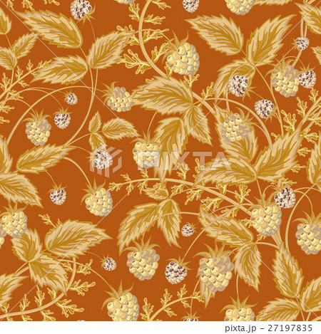 Seamless pattern with leaves and raspberry Seamless pattern with leaves and raspberry 27197835