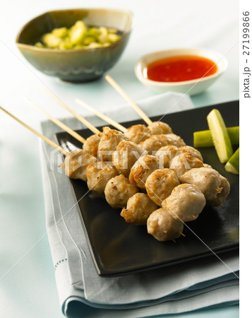 Asian grilled meatball,Thai traditional cooking Asian grilled meatball,Thai traditional cooking 27199866