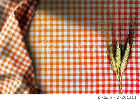Ears of Wheat on a Checkered Tablecloth 27201311