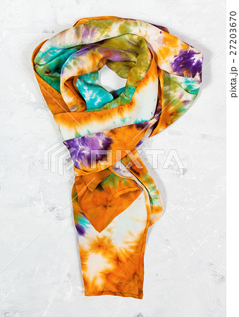 tied hand painted silk scarf on concrete plate tied hand painted silk scarf on concrete plate 27203670