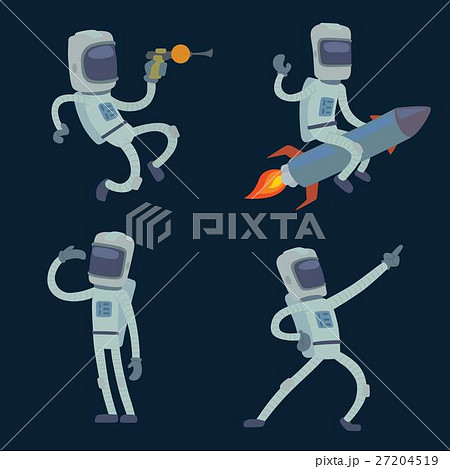 Set of cute astronauts in space, working and 27204519