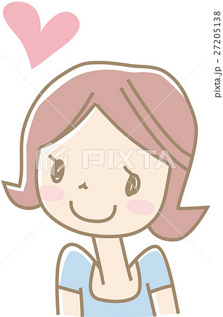 ハートマークと若い女性（水色） 27205138
