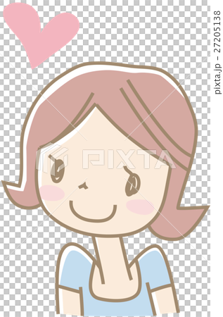 ハートマークと若い女性（水色） 27205138