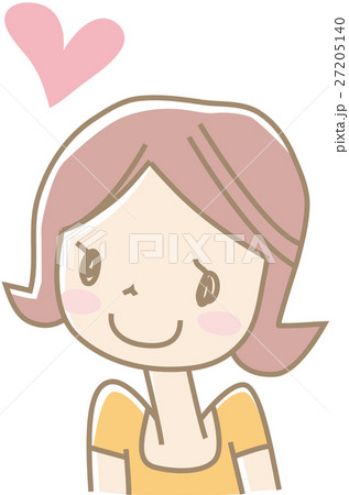 ハートマークと若い女性（オレンジ） 27205140