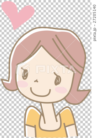 ハートマークと若い女性（オレンジ） 27205140