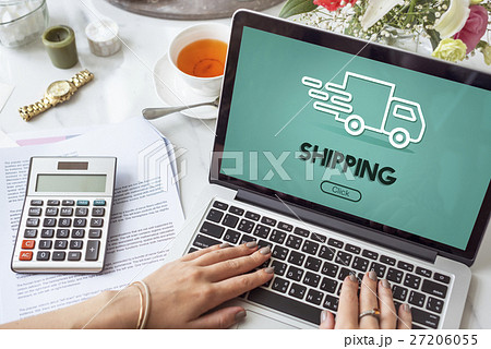 Import Export Shipment Truck Graphic Concept 27206055