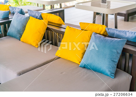 Closeup of modern furniture with pillows . 27206634