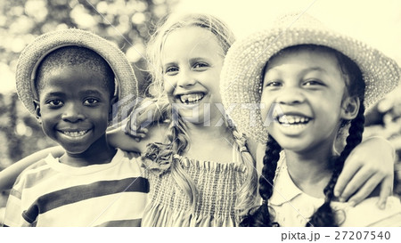 Child Friends Boys Girls Playful Nature Offspring Concept Child Friends Boys Girls Playful Nature Offspring Concept 27207540