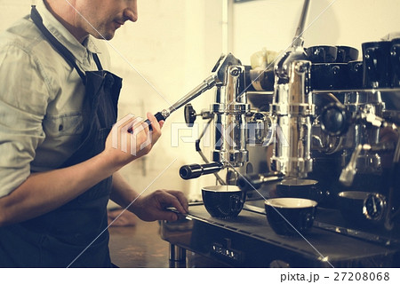 Coffee Machine Barista Grinder Steam Cafe Concept Coffee Machine Barista Grinder Steam Cafe Concept 27208068