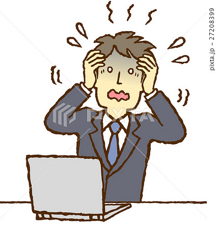 若いサラリーマン パソコン パニックのイラスト素材 2799