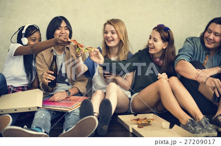 People Friendship Togetherness Eating Pizza Youth Culture Concep 27209017